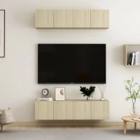 vidaXL Έπιπλα Τηλεόρασης 4 τεμ Sonoma Δρυς 60 x 30 x 30 εκ Μοριοσανίδα 60 x 30 x 30 cm Καφέ
