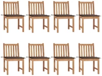 vidaXL Καρέκλες Κήπου 8 τεμάχια από Μασίφ Ξύλο Teak με Μαξιλάρια N/A μπεζ-γκρι