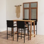 vidaXL Σετ Επίπλων Μπαρ Κήπου 5 Τεμαχίων Μαύρο N/A Μαύρο