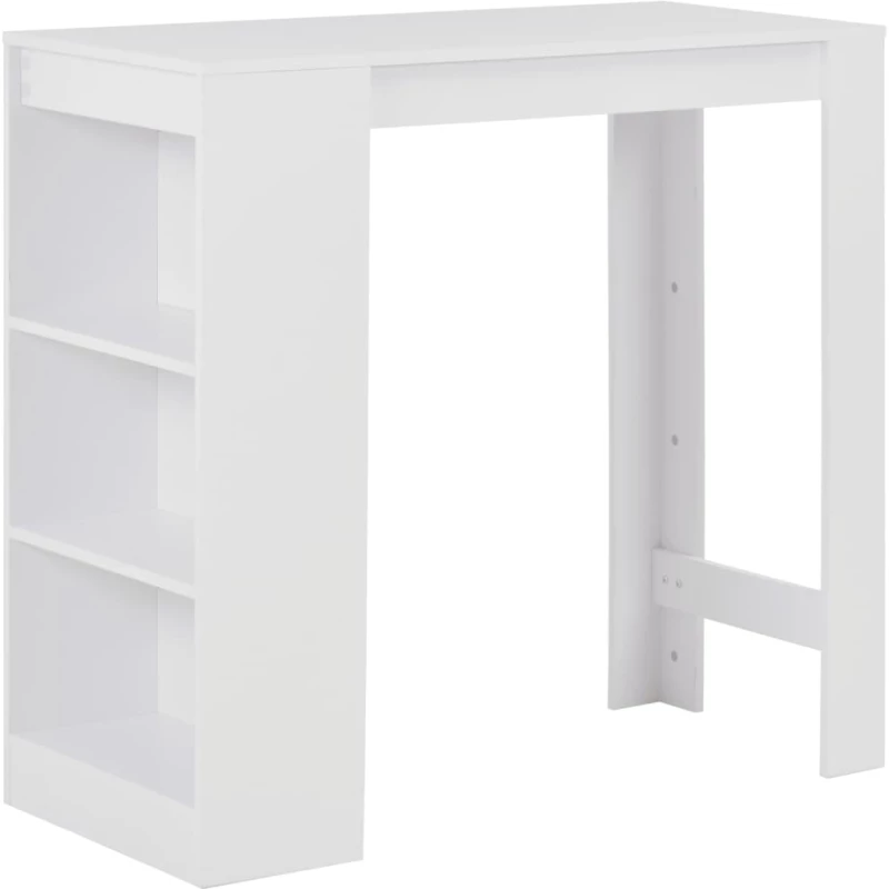 vidaXL Τραπέζι Μπαρ με Ράφια Λευκό 110 x 50 x 103 εκ. N/A Λευκό