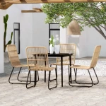 vidaXL Σετ Τραπεζαρίας Κήπου 5 Τεμαχίων Δρυς Μήκος τραπεζιού 80 εκ. Μαύρο