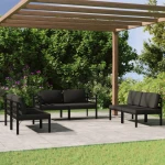 vidaXL Σαλόνι Κήπου 6Τεμαχίων Ανθρακί Αλουμινίου με Μαξιλάρια N/A Ανθρακί