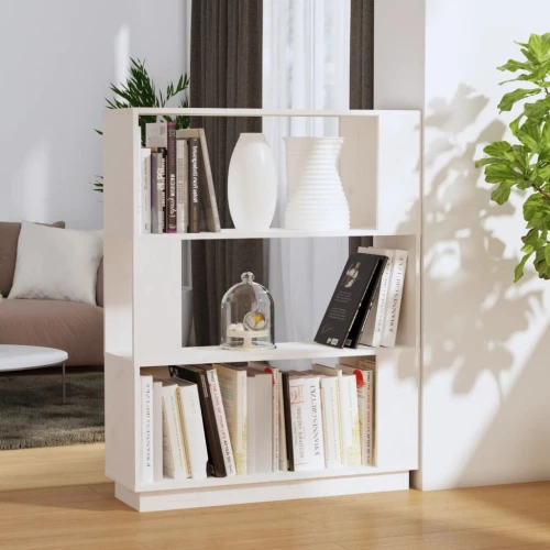 vidaXL Βιβλιοθήκη/Διαχωριστικό Χώρου Λευκό 80x25x101 εκ. Μασίφ Πεύκο N/A Λευκό