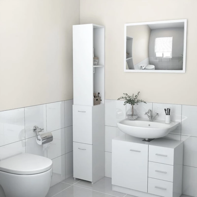 vidaXL Στήλη Μπάνιου Λευκή 25 x 25 x 170 εκ. από Μοριοσανίδα N/A Λευκό