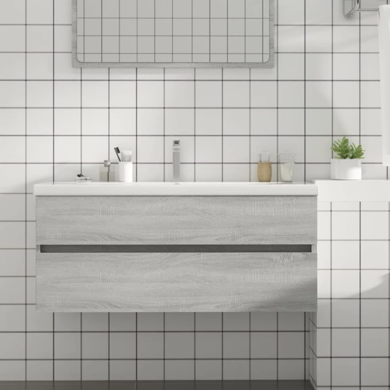 vidaXL Ντουλάπι Νιπτήρα Γκρι Sonoma 100x38,5x45 εκ. Επεξεργασμένο Ξύλο N/A Γκρι