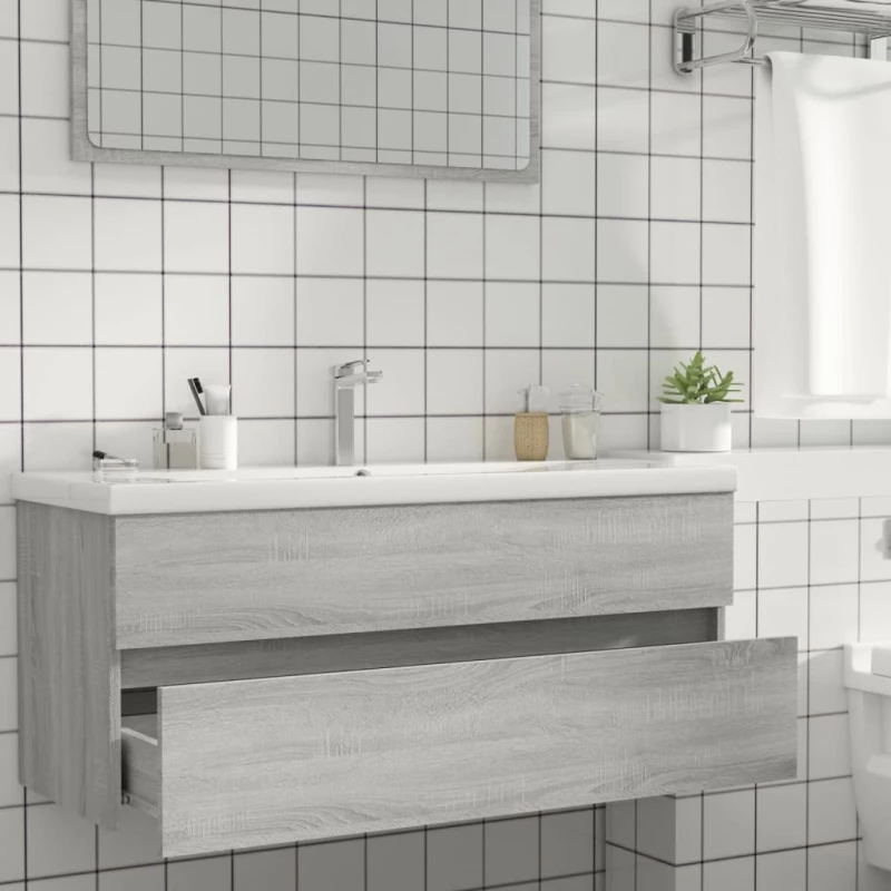 vidaXL Ντουλάπι Νιπτήρα Γκρι Sonoma 100x38,5x45 εκ. Επεξεργασμένο Ξύλο N/A Γκρι