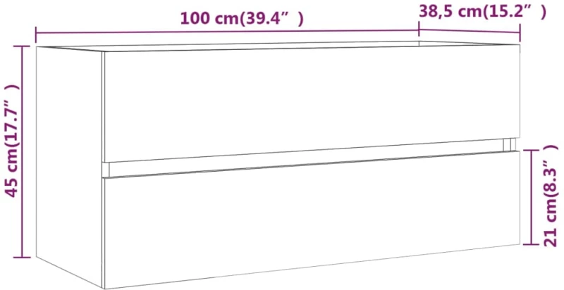 vidaXL Ντουλάπι Νιπτήρα Γκρι Sonoma 100x38,5x45 εκ. Επεξεργασμένο Ξύλο N/A Γκρι