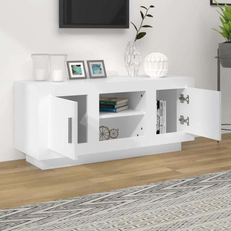 vidaXL Έπιπλο Τηλεόρασης Λευκό 102 x 35 x 45 εκ. Επεξεργασμένο Ξύλο N/A Λευκό