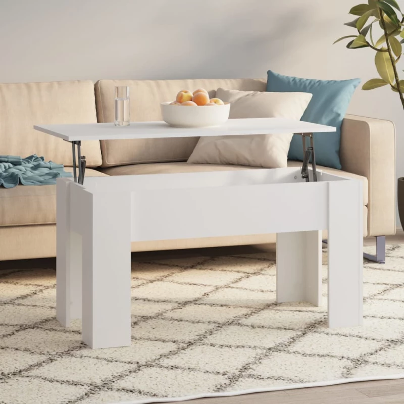 vidaXL Τραπεζάκι Σαλονιού Λευκό 101 x 49 x 52 εκ. Επεξεργασμένο Ξύλο N/A Λευκό