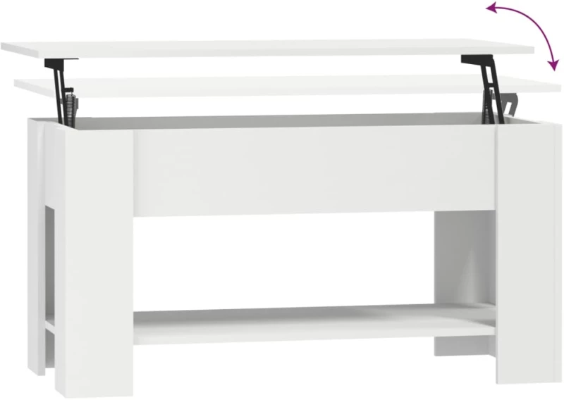 vidaXL Τραπεζάκι Σαλονιού Λευκό 101 x 49 x 52 εκ. Επεξεργασμένο Ξύλο N/A Λευκό