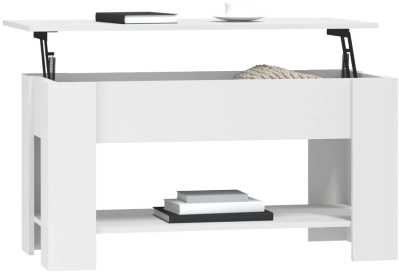 vidaXL Τραπεζάκι Σαλονιού Λευκό 101 x 49 x 52 εκ. Επεξεργασμένο Ξύλο N/A Λευκό