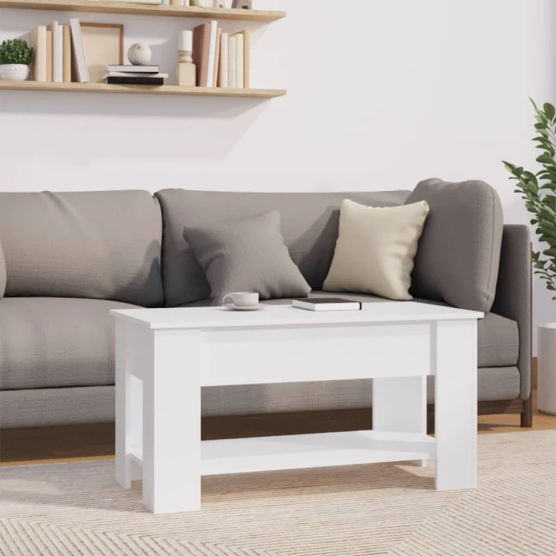 vidaXL Τραπεζάκι Σαλονιού Λευκό 101 x 49 x 52 εκ. Επεξεργασμένο Ξύλο N/A Λευκό