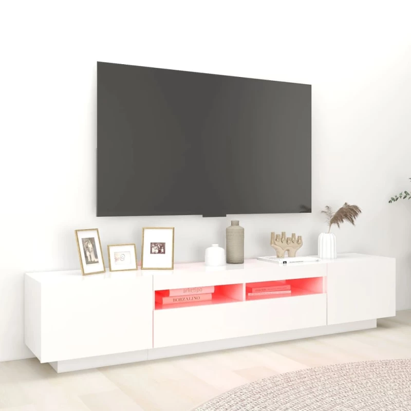 vidaXL Έπιπλο Τηλεόρασης με LED Λευκό 200 x 35 x 40 εκ. N/A Λευκό