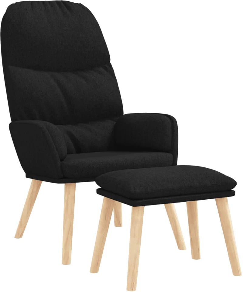 vidaXL Πολυθρόνα Relax Μαύρη Υφασμάτινη με Σκαμπό  Μαύρο