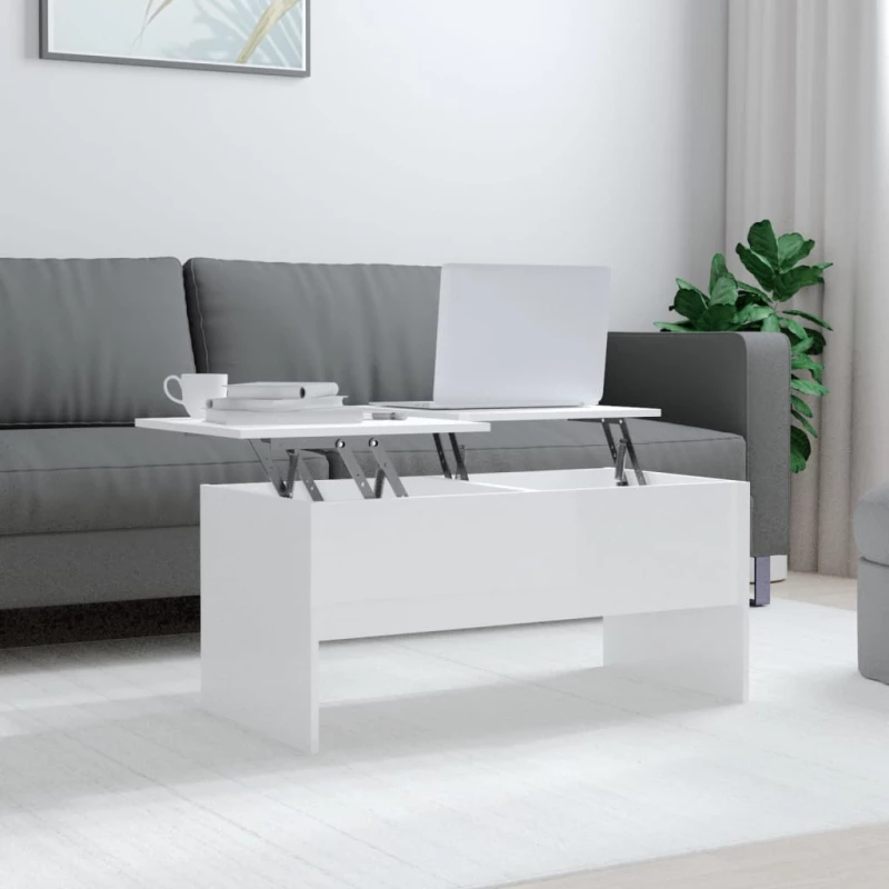 vidaXL Τραπεζάκι Σαλονιού Γυαλ. Λευκό 102x50,5x46,5 εκ. Επεξεργ. Ξύλο N/A