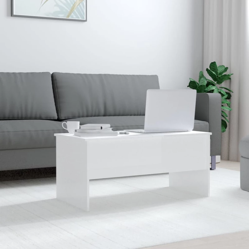 vidaXL Τραπεζάκι Σαλονιού Γυαλ. Λευκό 102x50,5x46,5 εκ. Επεξεργ. Ξύλο N/A