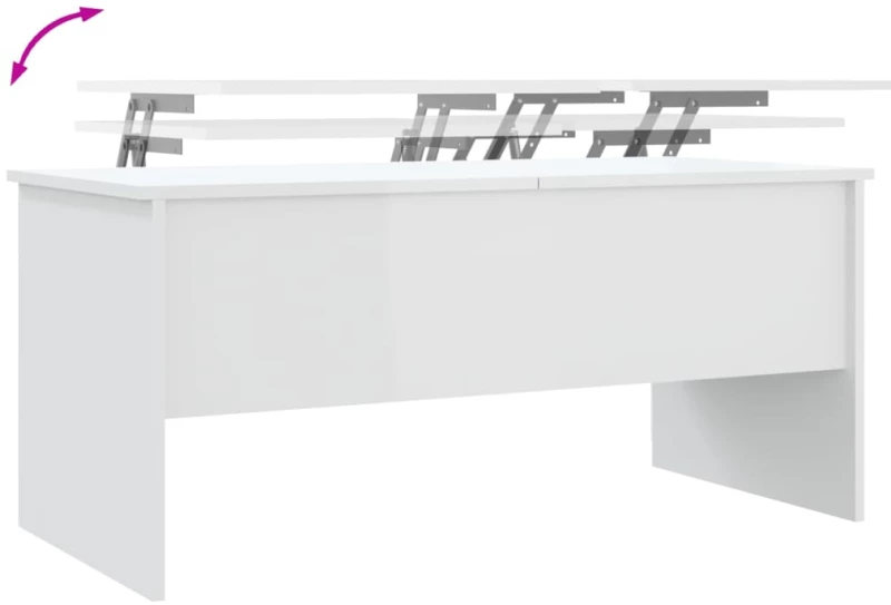 vidaXL Τραπεζάκι Σαλονιού Γυαλ. Λευκό 102x50,5x46,5 εκ. Επεξεργ. Ξύλο N/A