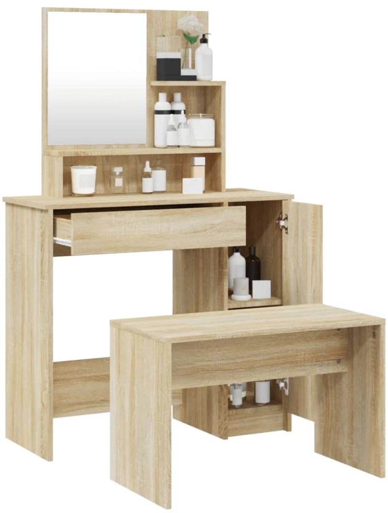 vidaXL Μπουντουάρ Σετ Sonoma Δρυς 86,5x35x136 εκ. N/A Καφέ