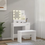 vidaXL Μπουντουάρ Σετ με LED Λευκό από Επεξεργασμένο Ξύλο 86.5 x 35 x 136 cm Λευκό