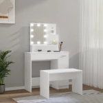 vidaXL Μπουντουάρ Σετ με LED Λευκό από Επεξεργασμένο Ξύλο 86.5 x 35 x 136 cm Λευκό