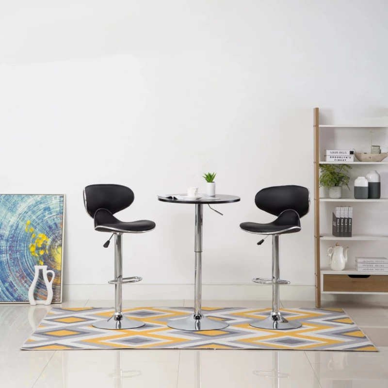 vidaXL Σκαμπό Μπαρ 2 τεμ. Μαύρα από Συνθετικό Δέρμα N/A Μαύρο
