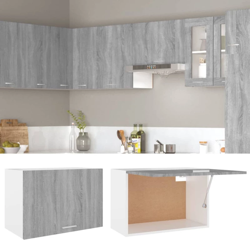 vidaXL Ντουλάπι Κρεμαστό Γκρι Sonoma 60x31x40 εκ. Επεξεργασμένο Ξύλο  Γκρι