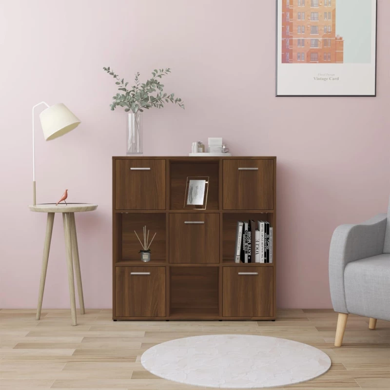 vidaXL Βιβλιοθήκη Καφέ Δρυς 90x30x90 εκ. από Επεξεργασμένο Ξύλο N/A Καφέ