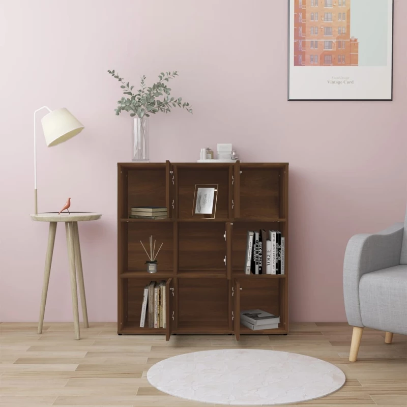 vidaXL Βιβλιοθήκη Καφέ Δρυς 90x30x90 εκ. από Επεξεργασμένο Ξύλο N/A Καφέ