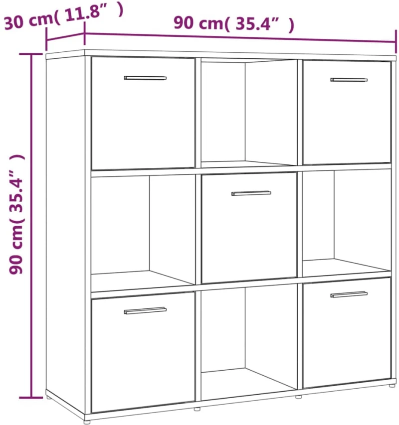 vidaXL Βιβλιοθήκη Καφέ Δρυς 90x30x90 εκ. από Επεξεργασμένο Ξύλο N/A Καφέ