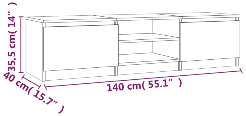 vidaXL Έπιπλο Τηλεόρασης Γκρι Sonoma 140x40x35,5 εκ. από Επεξεργ. Ξύλο N/A Γκρι