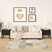 vidaXL Βοηθητικά Τραπέζια 2 τεμ. Μαύρος 50x50x49 εκ. Μασίφ Ξύλο Πεύκου 50 x 50 x 49 cm Μαύρο