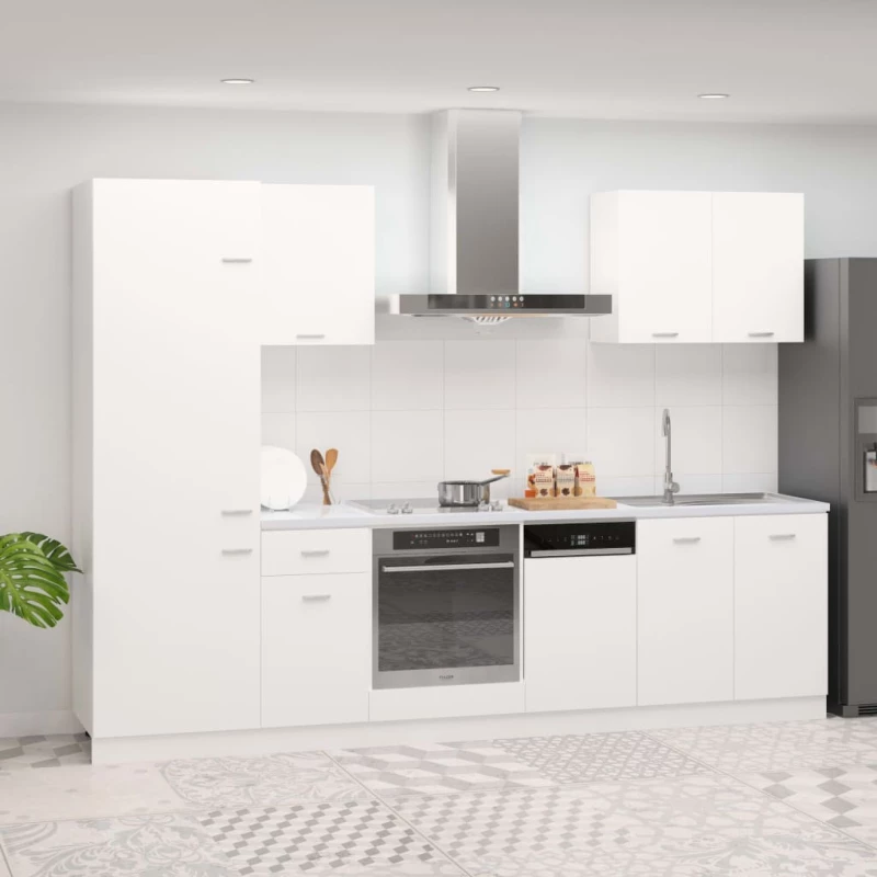 vidaXL Σετ Ντουλάπια Κουζίνας 7 Τεμαχίων Λευκό Μοριοσανίδα  Λευκό