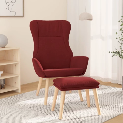 vidaXL Πολυθρόνα Relax Μπορντό Υφασμάτινη με Υποπόδιο  Κόκκινο