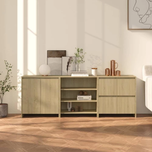 vidaXL Μπουφές 3 τεμαχίων Sonoma Δρυς από Επεξεργασμένο Ξύλο N/A Μπεζ