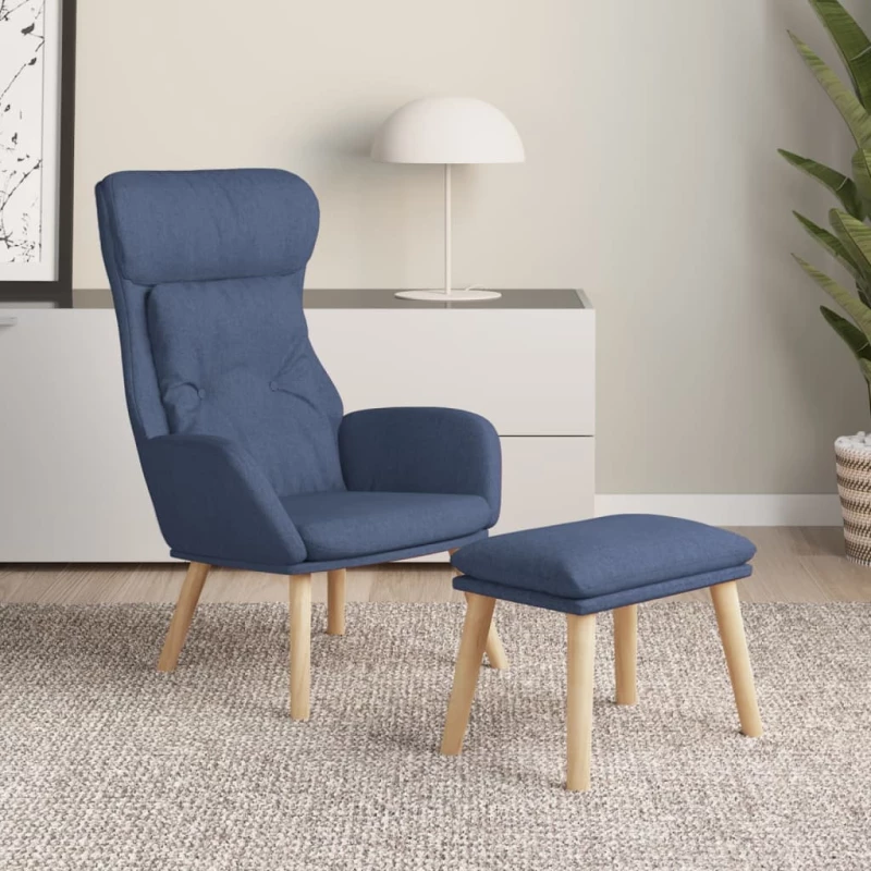 vidaXL Πολυθρόνα Relax Μπλε Υφασμάτινη με Υποπόδιο  Μπλε