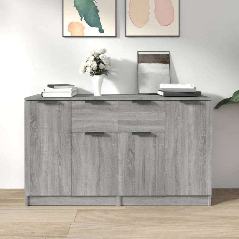 vidaXL Ντουλάπι 2 τεμ. Γκρι Sonoma 60x30x70 εκ. από Επεξεργασμένο Ξύλο N/A Γκρι