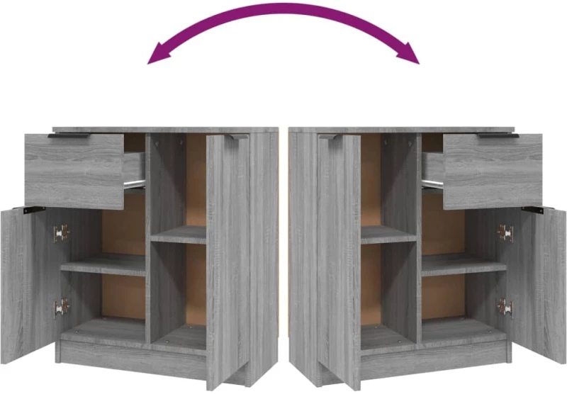 vidaXL Ντουλάπι 2 τεμ. Γκρι Sonoma 60x30x70 εκ. από Επεξεργασμένο Ξύλο N/A Γκρι