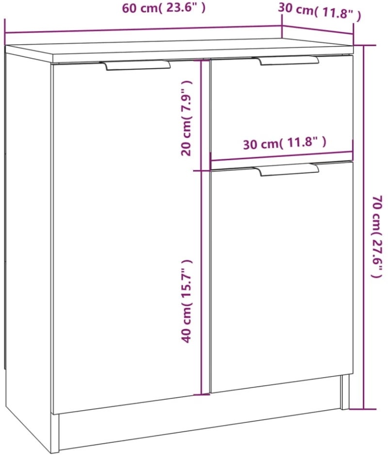 vidaXL Ντουλάπι 2 τεμ. Γκρι Sonoma 60x30x70 εκ. από Επεξεργασμένο Ξύλο N/A Γκρι