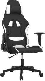vidaXL Καρέκλα Gaming Μαύρη και Λευκό Υφασμάτινη  Μαύρο