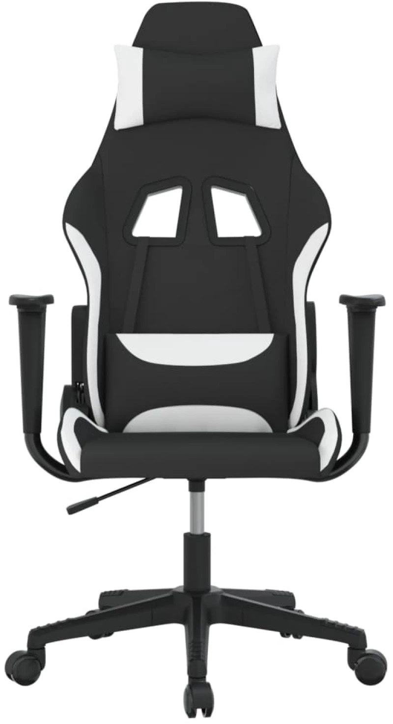 vidaXL Καρέκλα Gaming Μαύρη και Λευκό Υφασμάτινη  Μαύρο