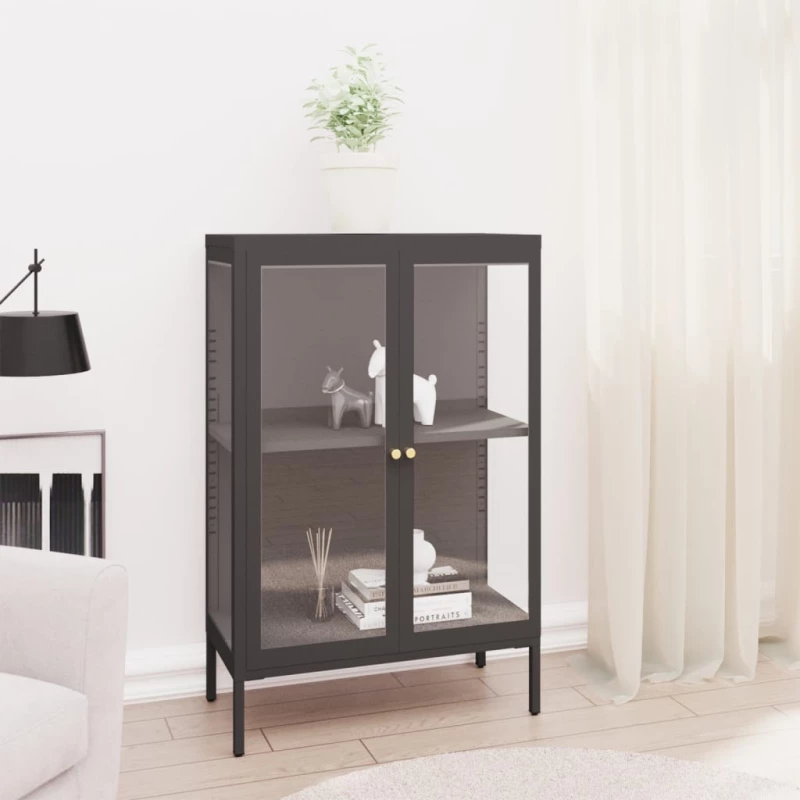 vidaXL Μπουφές Ανθρακί 75 x 35 x 105 εκ. από Ατσάλι και Γυαλί N/A Ανθρακί