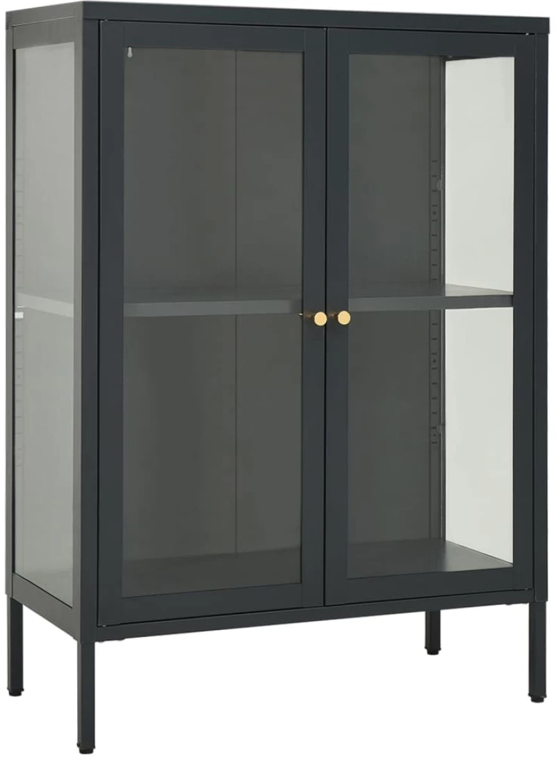 vidaXL Μπουφές Ανθρακί 75 x 35 x 105 εκ. από Ατσάλι και Γυαλί N/A Ανθρακί