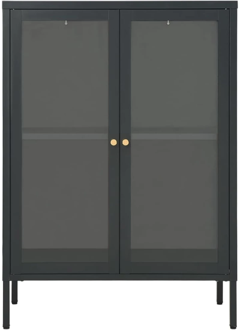 vidaXL Μπουφές Ανθρακί 75 x 35 x 105 εκ. από Ατσάλι και Γυαλί N/A Ανθρακί