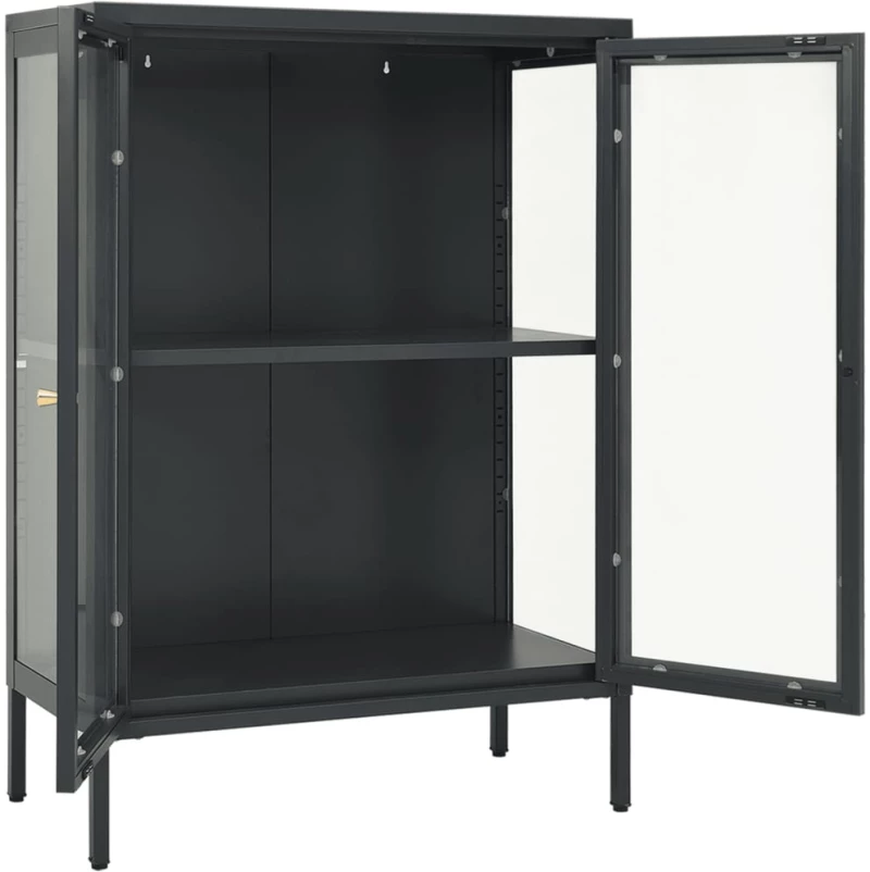 vidaXL Μπουφές Ανθρακί 75 x 35 x 105 εκ. από Ατσάλι και Γυαλί N/A Ανθρακί