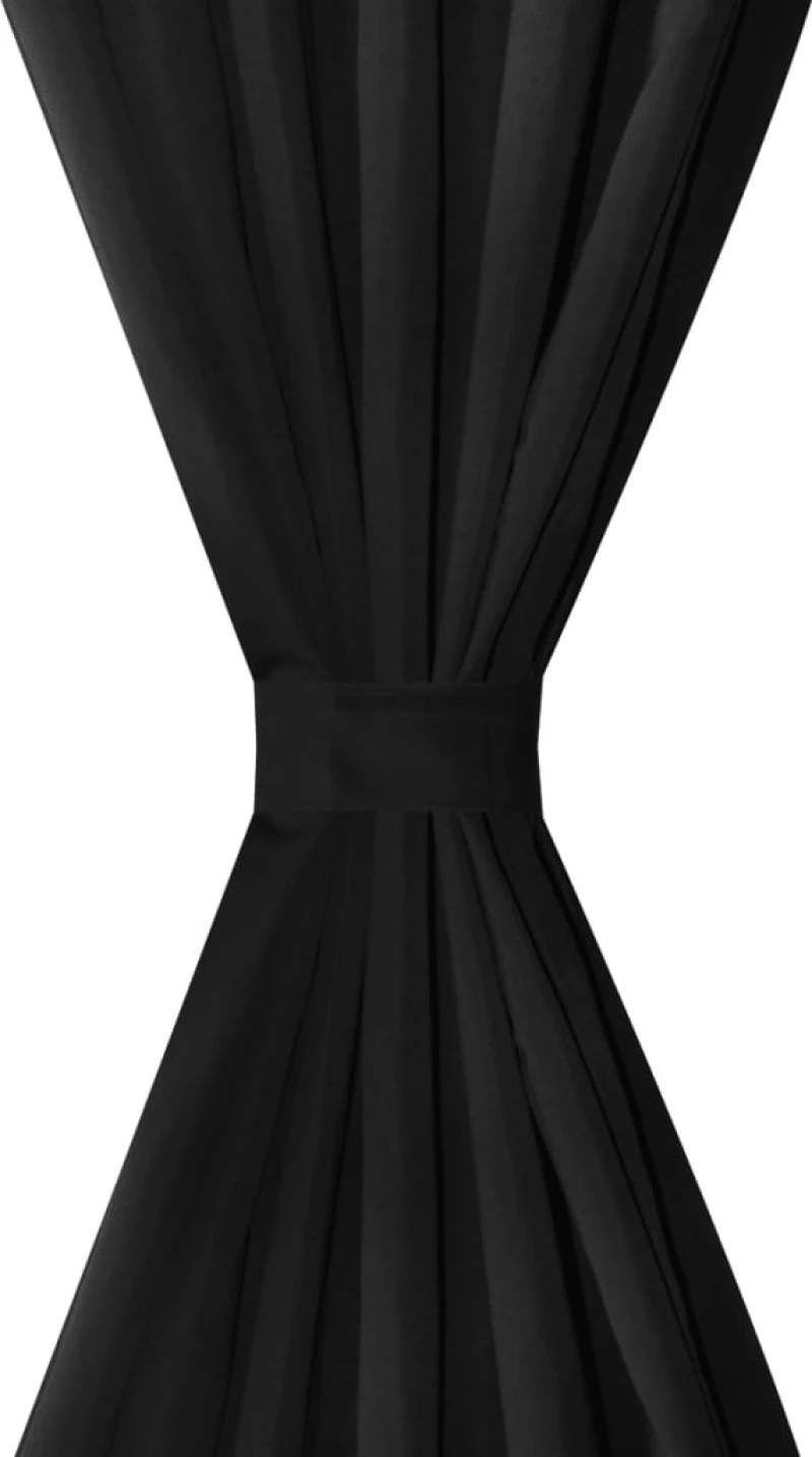 Κουρτίνες με Θηλιές 2 τεμ. Μαύρες 140 x 225 εκ. από Microsatin 225 cm Μαύρο