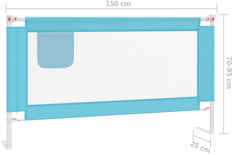 vidaXL Μπάρα Κρεβατιού Προστατευτική Μπλε 150 x 25 εκ. Υφασμάτινη 150 x 25 cm Μπλε