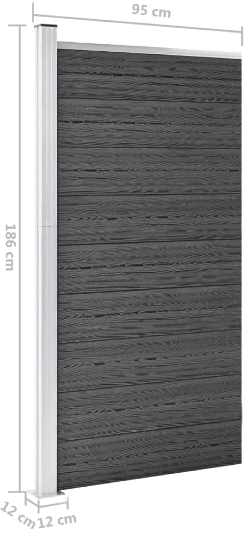 vidaXL Πάνελ Περίφραξης Μαύρο 95 x 186 εκ. από WPC N/A Μαύρο