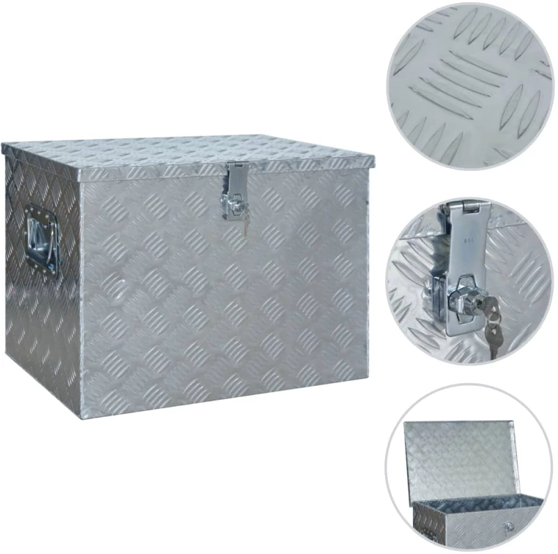 vidaXL Κουτί Αποθήκευσης Ασημί 610 x 430 x 455 εκ. Αλουμινίου  Ασήμι