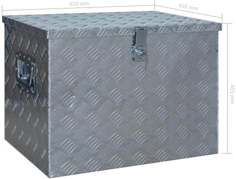 vidaXL Κουτί Αποθήκευσης Ασημί 610 x 430 x 455 εκ. Αλουμινίου  Ασήμι