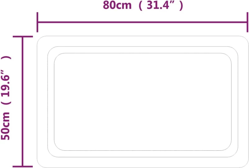 vidaXL Καθρέφτης Μπάνιου με LED 80x50 εκ. 80 x 50 cm Διαφανές